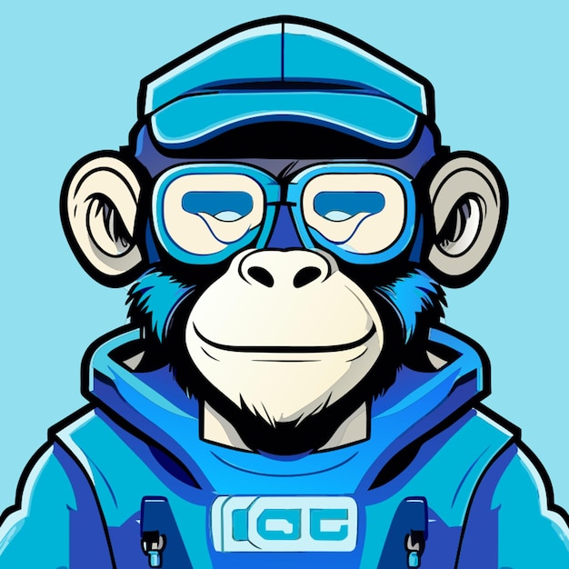 Vector monkey character cyberpunk vector illustration cartoon