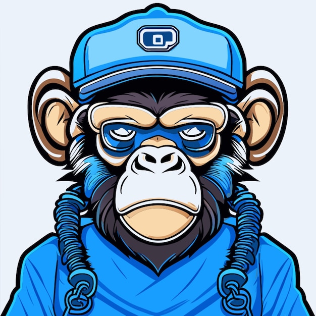 Monkey character cyberpunk vector illustration cartoon