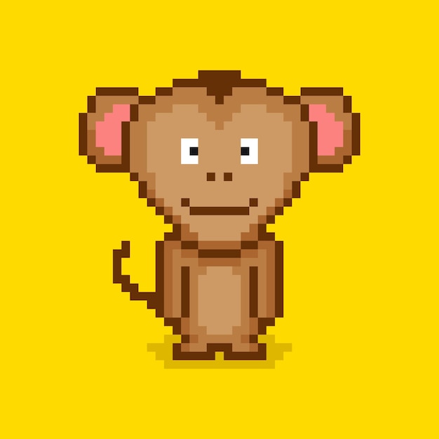 Персонаж обезьяны в стиле пиксель-арт