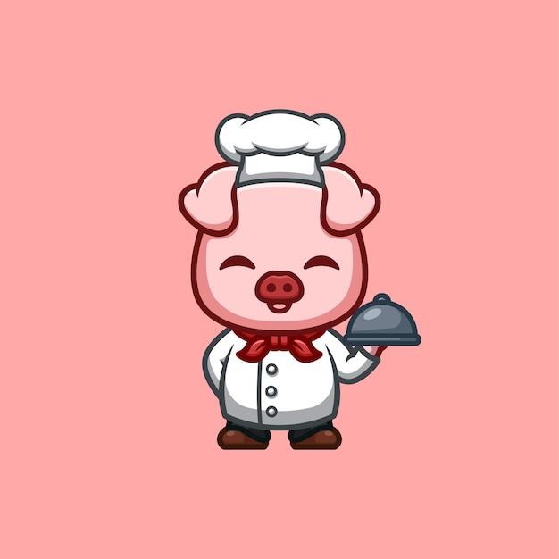 Vector monkey chef cute creative kawaii cartoon mascot logo