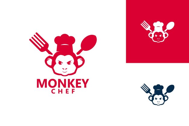 Scimmia chef logo template design vector, emblem, design concept, creative symbol, icon