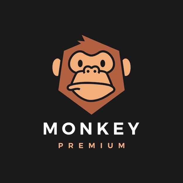 Значок логотипа гориллы обезьяны шимпанзе