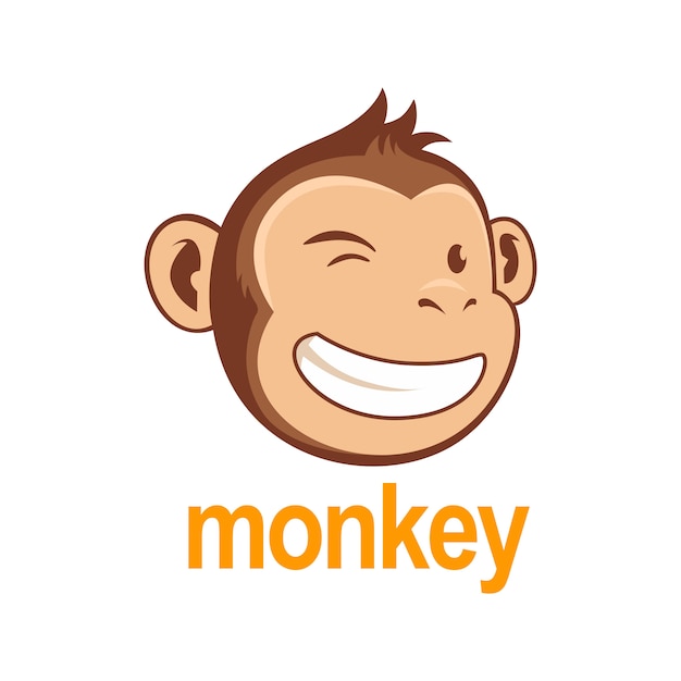 猿のチンパンジーのロゴと白