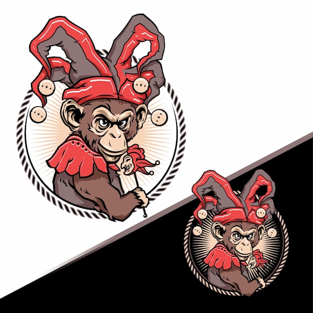 Vector monkey in clown costume vector illustration