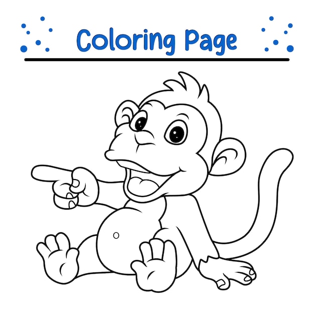 Monkey coloring page for kids animal coloring book