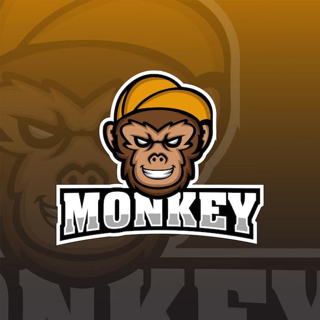 Monkey esport mascot logo design template