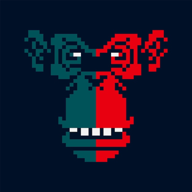 Monkey Face Ape Pixel Art Modern Design