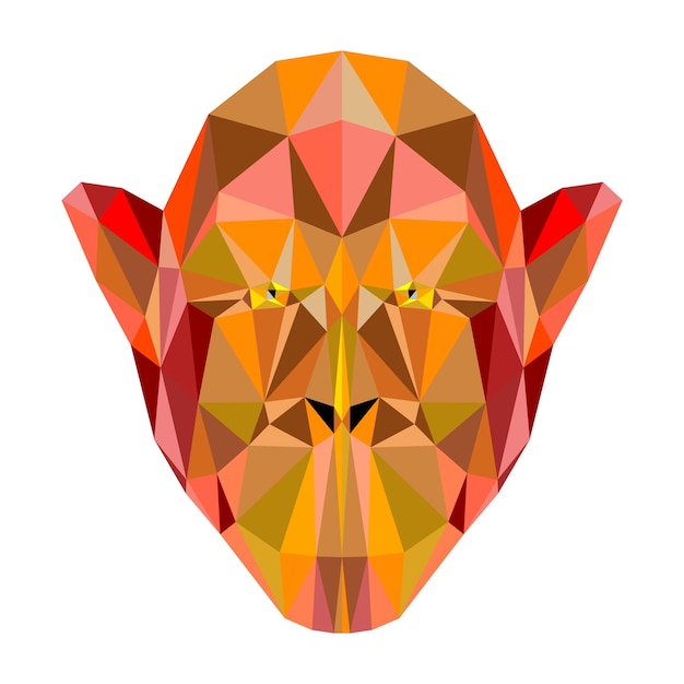 Vector monkey face vector illustration with low poly art