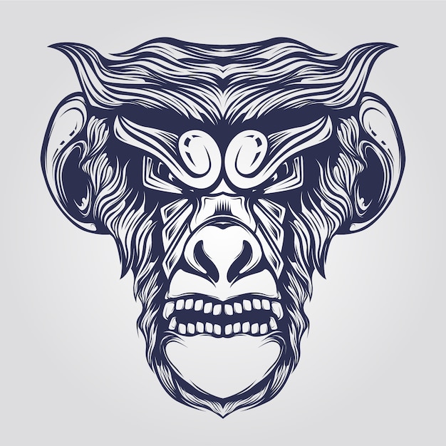 Vector monkey faceline art