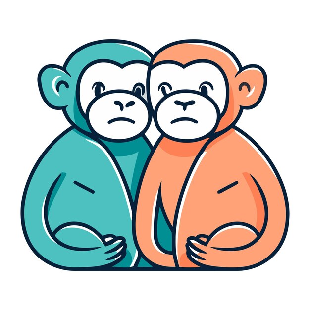 Vector monkey family flat icon vector illustration of a couple of monkeys