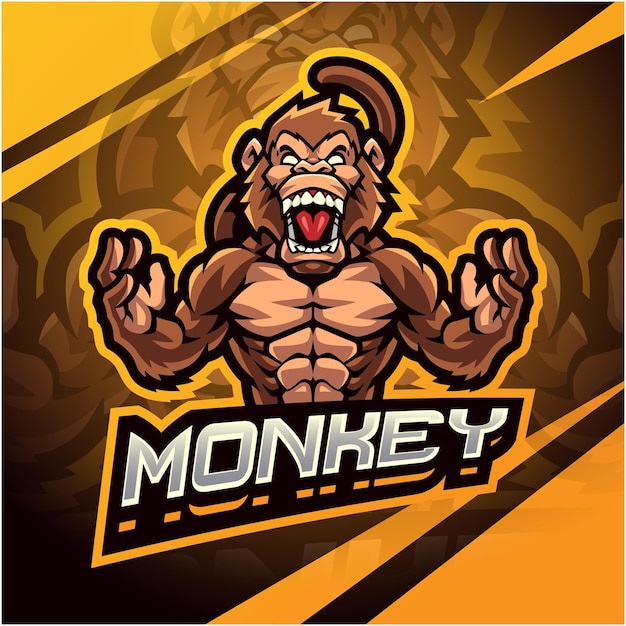 Monkey fighter mascot logo design