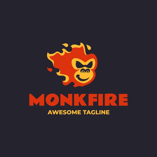 Monkey Fire Mascot Logo Design