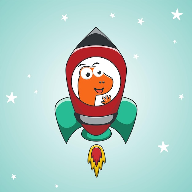 Vector monkey flies to the moon on a rocket cute cartoon character for children doodle animal space them