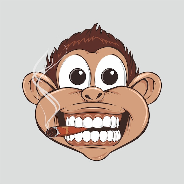 Vector monkey funny smile cute with cigar