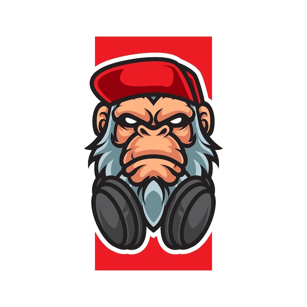 Monkey gamer head mascot logo