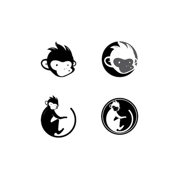 Дизайн векторного логотипа обезьяны-гика