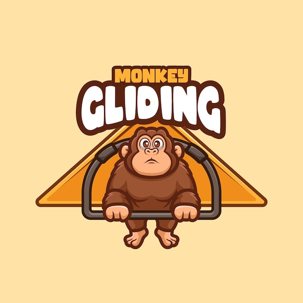 Monkey Gliding Cartoon Mascot Logo Design