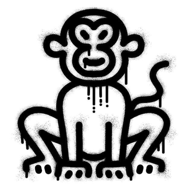 Monkey graffiti with black spray paint