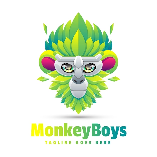 Вектор Зеленая обезьяна дизайн логотипа