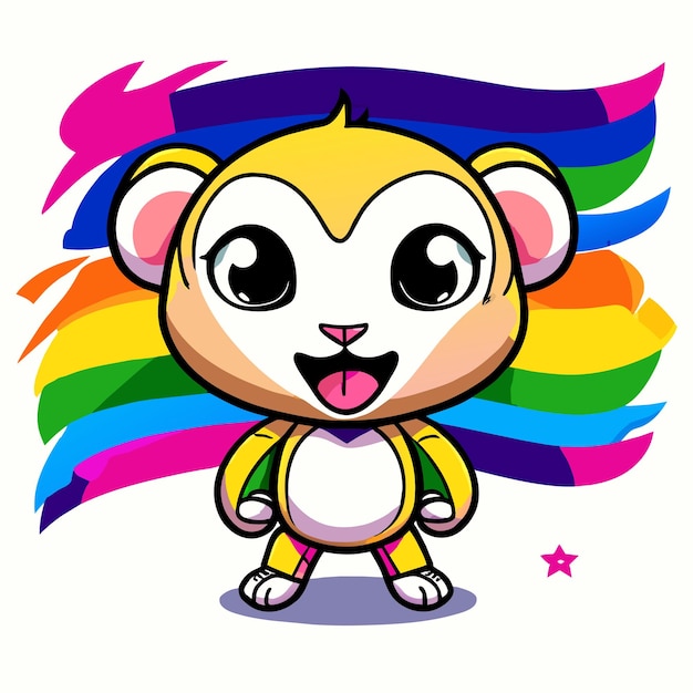 Monkey hand drawn flat stylish mascot cartoon character drawing sticker icon concept isolated