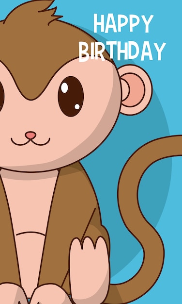 monkey happy birthday cute card