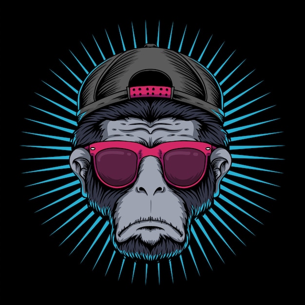 Vector monkey head eyeglasses