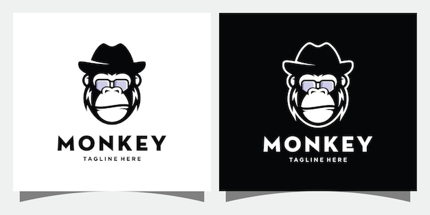 Monkey head logo design inspiration vector icons premium vector