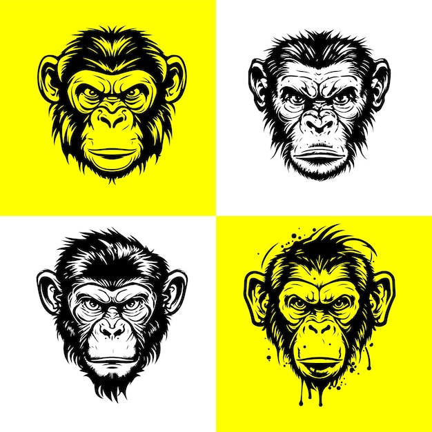 Monkey head logo vector set, monkey face logo isolated. monkey logo, icon illustration. animal pet