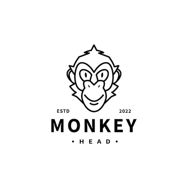 원숭이 머리 빈티지 아이콘 로고 디자인 5