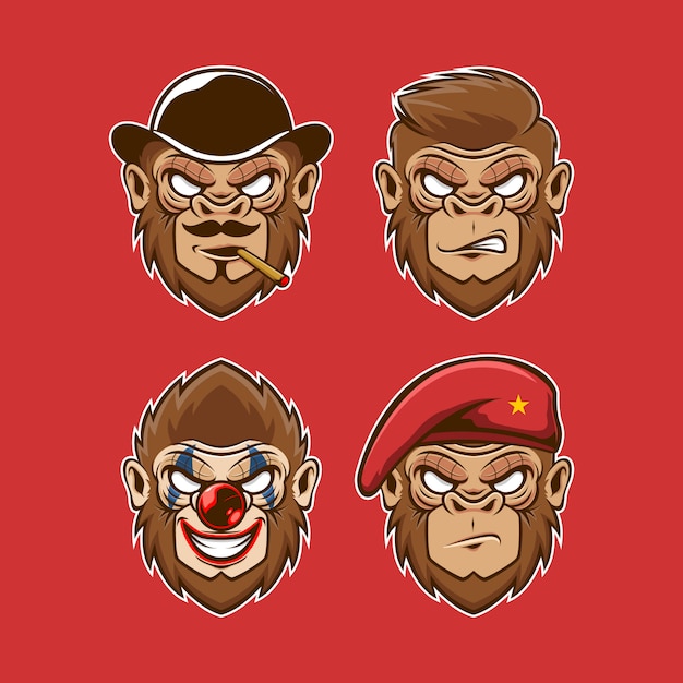 Vector monkey heads collectie