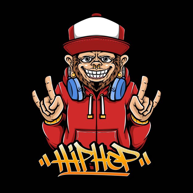 Vector monkey in hiphop style character