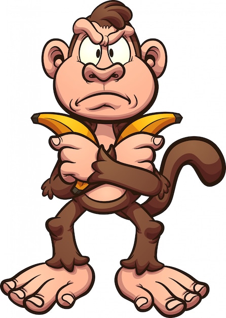 Vector monkey holding bananas