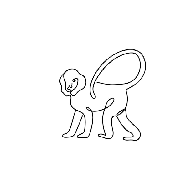 Vector monkey illustration in line art style isolated on white