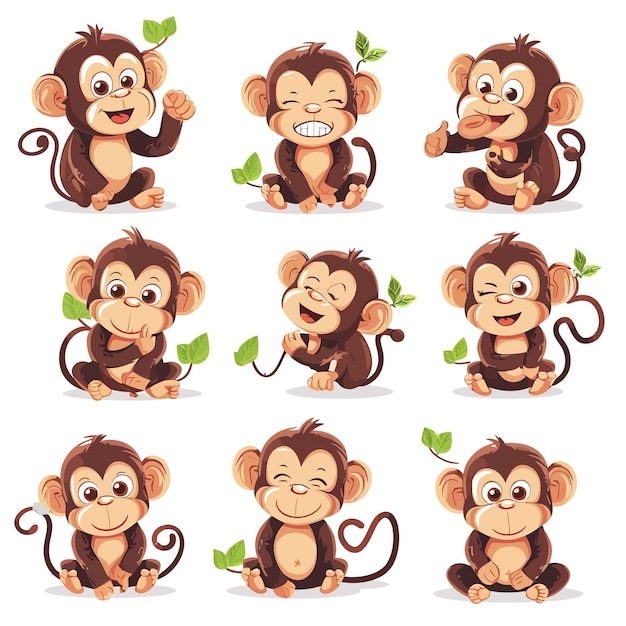 Monkey illustrations sets