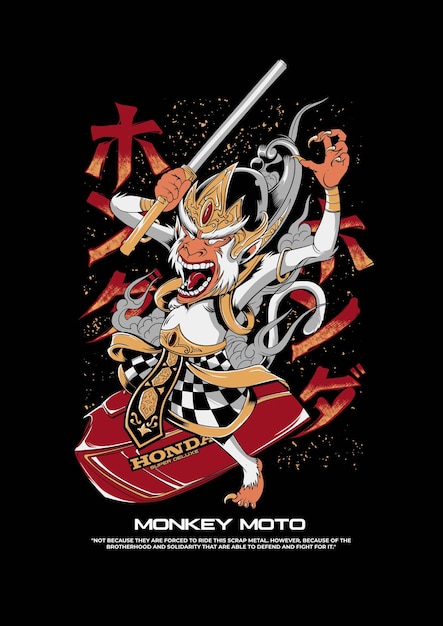 Monkey japan riding with fire