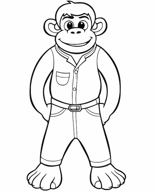 Monkey in a jumpsuit coloring page