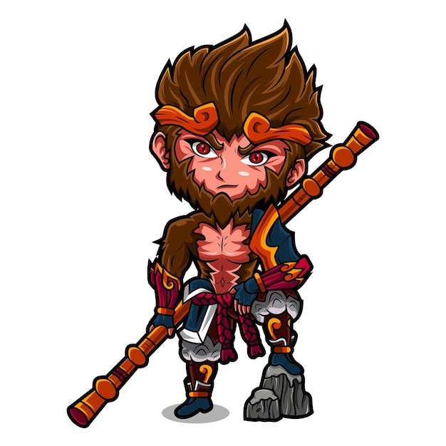 Monkey king chibi mascot logo