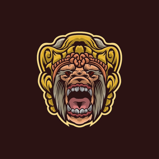 Monkey king head mascot logo template