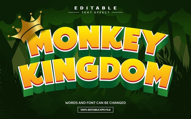 Monkey kingdom 3D editable text effect template