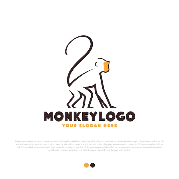 Monkey line art logo design premium vector