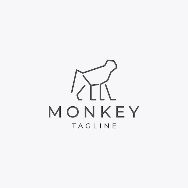 Monkey line art logo vector icon design template