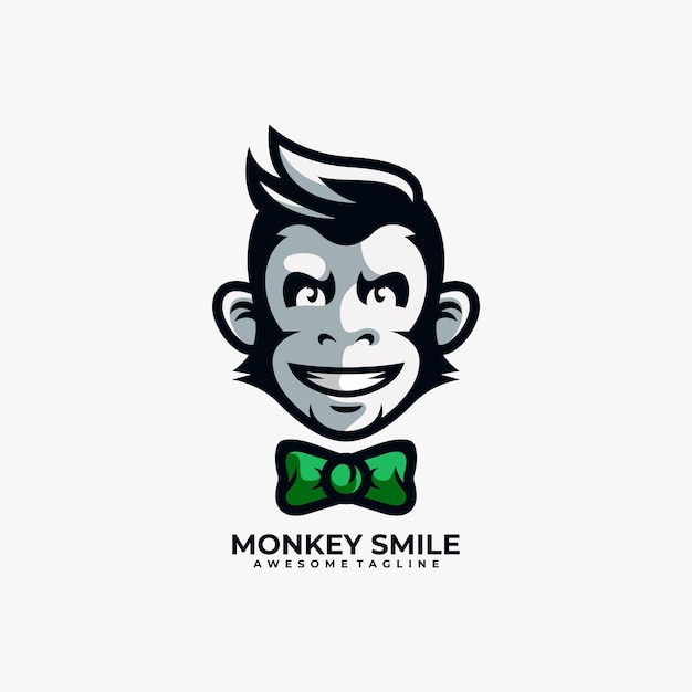 Vector monkey logo design vector flat color