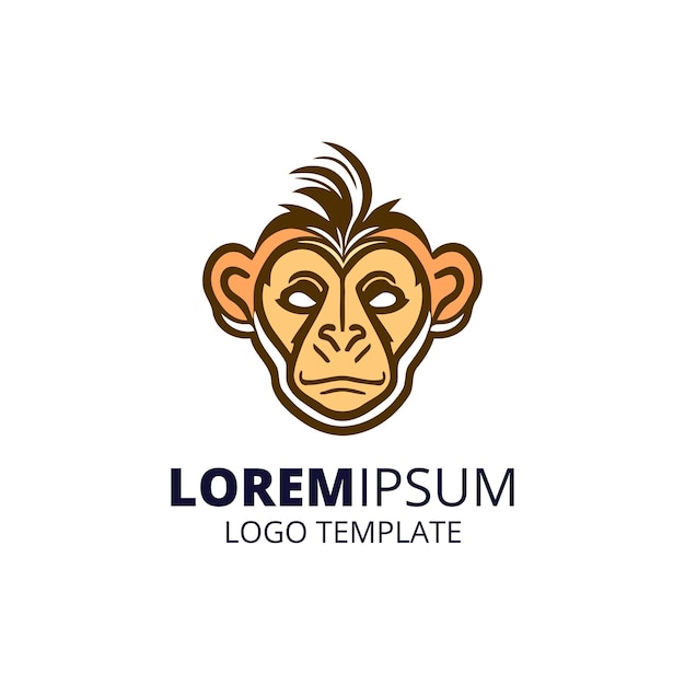 Vettore modello del logo della scimmia illustrazione vettoriale minima della testa del logo dell'animale