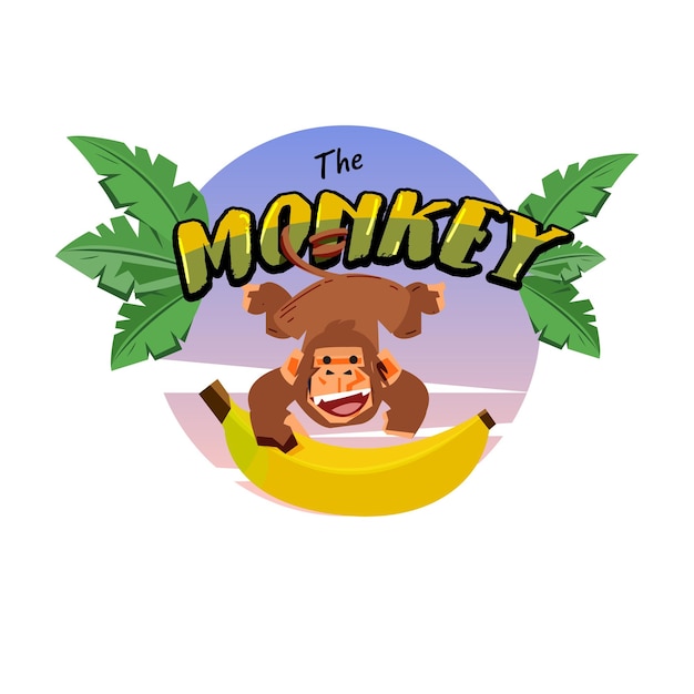 Вектор Логотип обезьяны с бананом