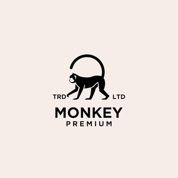 Monkey long tail vintage premium logo