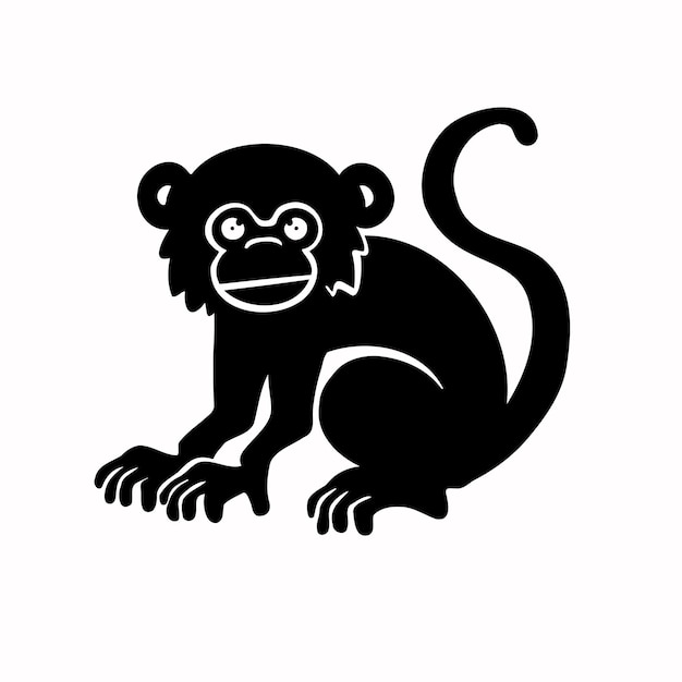 Vector monkey marmoset silhouette symbol vector illustration