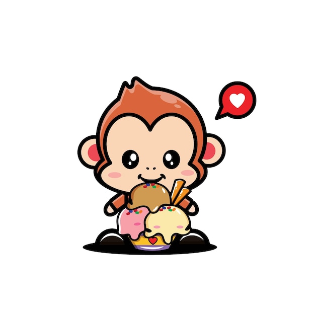 Vector monkey mascot cute character design