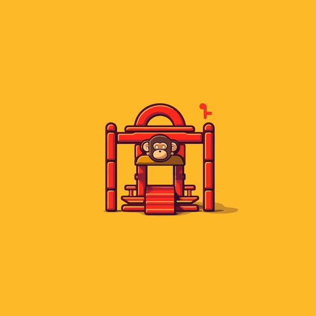 Vector monkey in a monkey park illustration