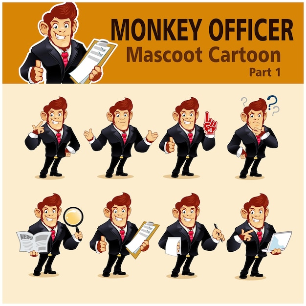 Vector monkey office cartoon