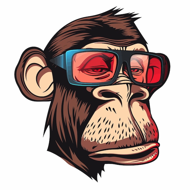 ベクトル 3dメガネの猿の肖像画